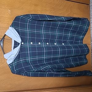 Green, blue and Gray plaid hoodie